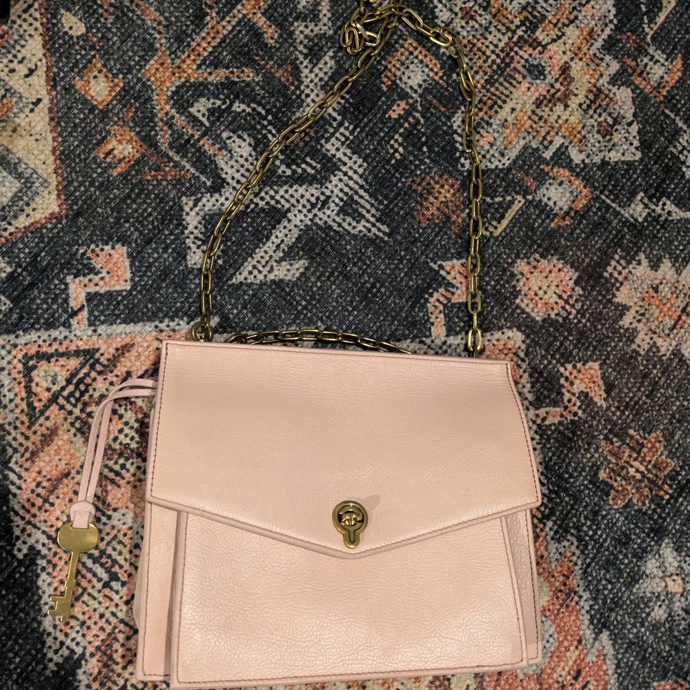 Elegant Pink Leather Shoulder Bag